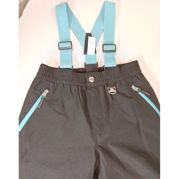 BOYS GERRY BLACK BLUE SNOW SKI SNOWBOARD PANTS BIBS OVERALLS SUSPENDERS M 10 12 - Picture 2 of 11